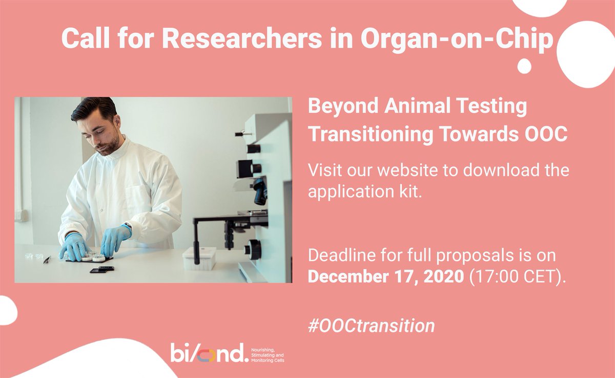 Proefdiervrij's tweet photo. Met trots steunen we de call #OOCtransition van @GOBIOND 👏 Ben jij als onderzoeker op zoek naar een alternatief voor dierproeven? Meld je aan vóór 17:00, 17 december 2020. Check de criteria op ➡️ https://t.co/oLR5RGVJGK
#gobiond #organonchip #callforresearchers https://t.co/AcaNuVt1Wh
