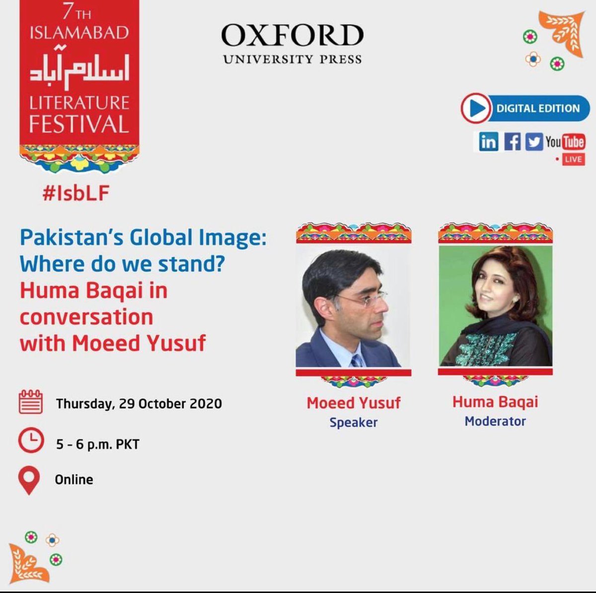 Hear hear today’s sessions in #IsbLF2020
Watch it on Twitter: https://t.co/cOXHNC6wLW
#IsbLF #IslamabadLiteratureFestival
@KhiIsbLitFests https://t.co/yATr2hbNbJ