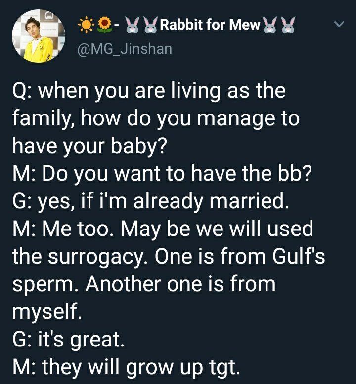 paperlineblue's tweet photo. Saking takutnya ngehalu gue sampe cari di akun akun translator yang lain dan ternyata gue gak haluuu 😭😭 
beneran pengen tanem sperma di ibu pengganti? Jir mewgulf ngebahas udah sampai sejauh itu?! https://t.co/cnAMdI875Z