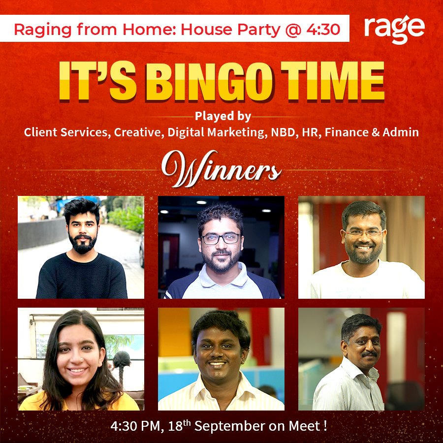 RageComm's tweet image. We had a Full House of fun with Bingo with a twist - combining it with fun questions on the quarantine and working from home. Well played, Client Services, Creative, Digital Marketing, NBD, HR, Finance &amp;amp; Admin teams!

#Bingo #RageCommunications #Fun #WorkPlaySleepRepeat  #WorkFun