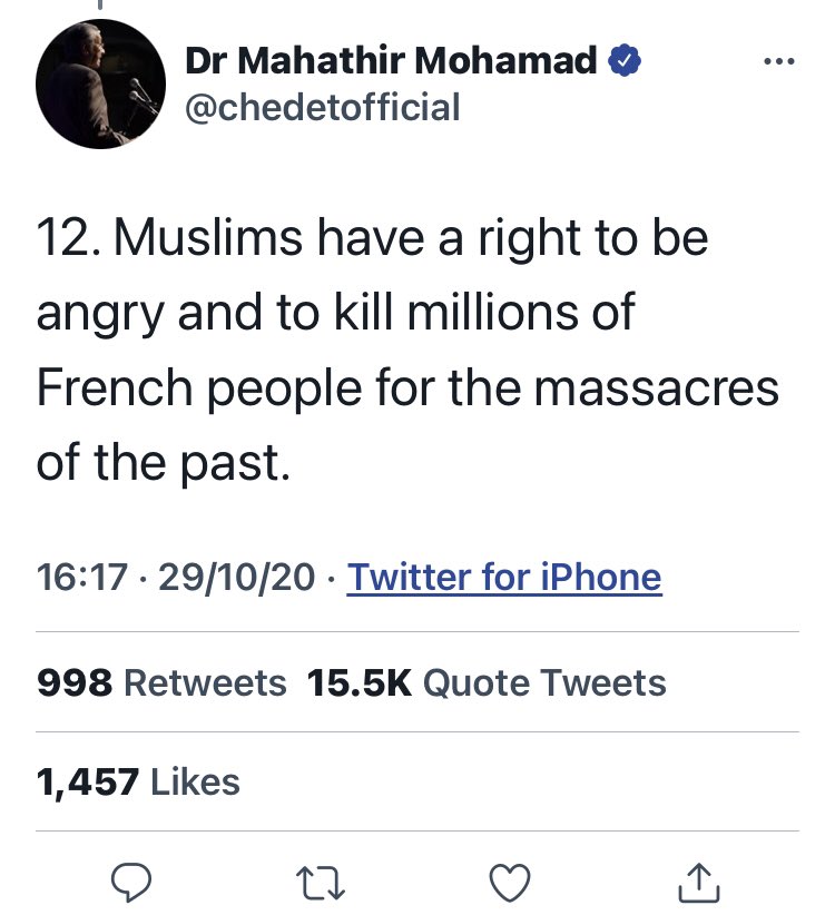 smitaprakash's tweet photo. Hello @Twitter this is a blue tick handle. You suspend handles for random tweets. See the series from this handle. And you know who Mahatir is. @France24_en @EmmanuelMacron https://t.co/NsenYW5ZC7