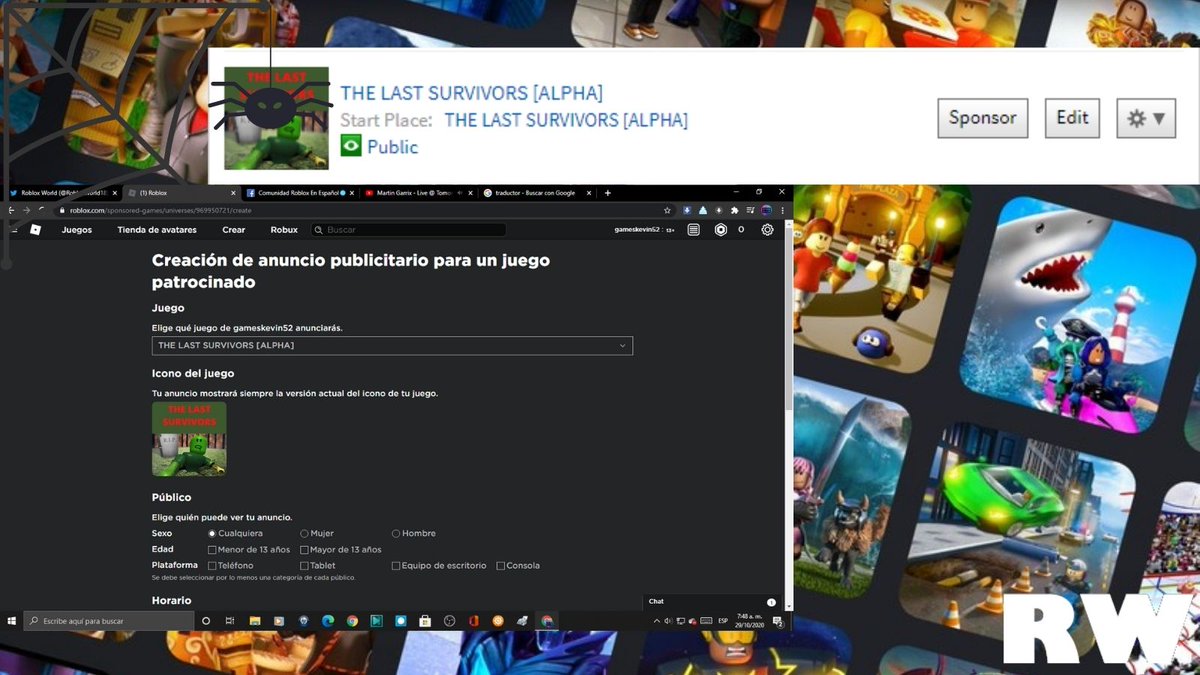 RobloxWorld18's tweet photo. Al parecer en el apartado de "crear" en #Roblox se agrego una nueva función llamada Sponsor, que consiste en hacerle promoción y/o anunciar tu juego (No sabemos si eso ya era antiguo o nuevo) https://t.co/ke2vm9PQ0C