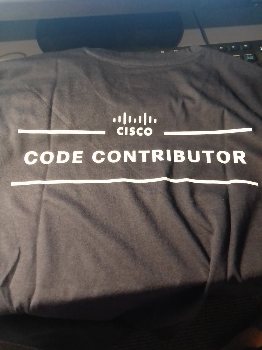 kimdoanh89's tweet image. I shared my code with Cisco #DevNet #CodeExchange, and I received in the mailbox this awesome T-shirt this morning. Many thanks !!! 😍