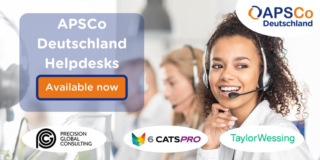 APSCoGermany's tweet photo. Our Legal & #Compliance Helpdesks cover Germany, International Key Markets, USA & Canada & they are one of the most popular #APSCoMember benefits. ☎️
You can contact our members @TaylorWessingDE, #6CATSPRO & @pgc_group using the forms on our website 👉 https://t.co/D2RV8Zf6MX https://t.co/Q21Wbb4TMV