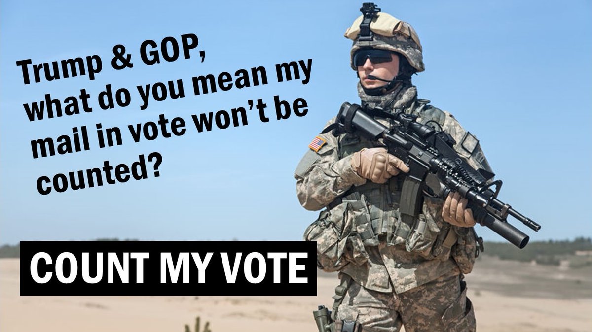 GrandpaSnarky's tweet photo. Members of our armed services sacrifice everything to keep us safe. Some even sacrifice their lives.
Now, #Trump and the #GOP want to sacrifice their votes as well.
This election isn’t over until each ballot postmarked by Nov. 3 is counted.
Pls RT
#SCOTUS #CountEveryVote https://t.co/Dfbgb51V0W