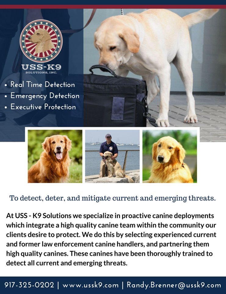 USSK_9's tweet image. Our services are tailored to the needs of every client. Contact us today! (917)325-0202 bit.ly/2OeAZ1q  #ExplosiveDetectionK9 #explosivedetectiondog #ussk9