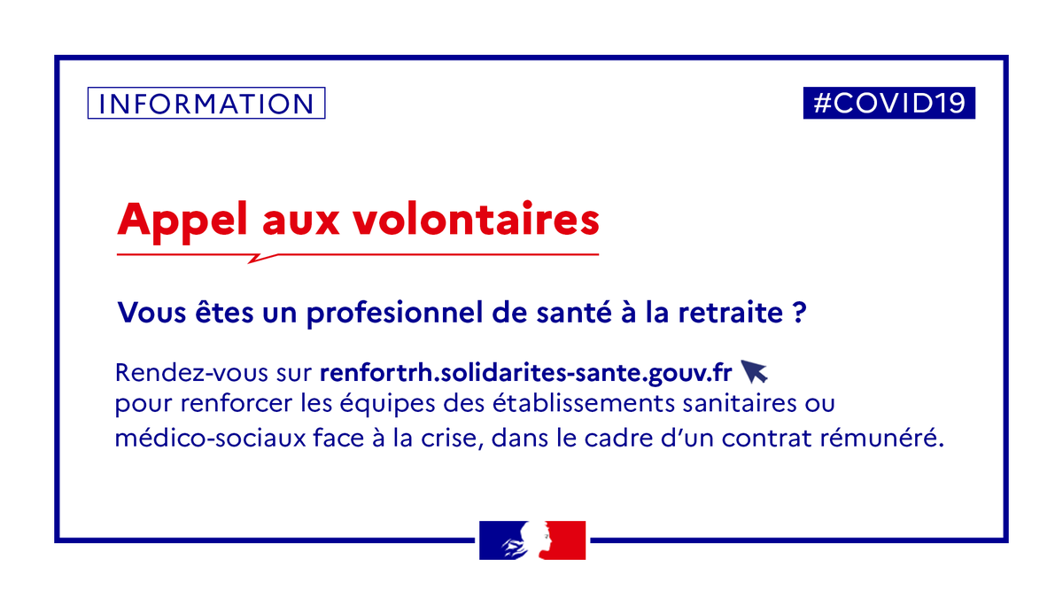 ars_pdl's tweet photo. #COVID19 | Vous êtes un professionnel de santé à la retraite ?  
Vous pouvez vous mobiliser dès maintenant pour renforcer les équipes des établissements sanitaires ou médico-sociaux.
 💻 Rendez-vous sur https://t.co/eHxuEHZWnc https://t.co/8k5Be9KIAM