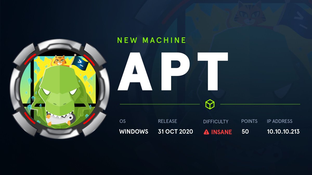 hackthebox_eu's tweet photo. Persistent LOVE for #HTB? 💚 APT #Insane #Windows Machine created by @cube0x0 will go live 31 October 2020 at 19:00:00 UTC. Fuse will be retired! You still have time to hack your way in at: https://t.co/Cw7LigGvfa
#HackTheBox #CyberSecurity #CyberSecurityTraining #Pentesting https://t.co/ZVCUF65kJc