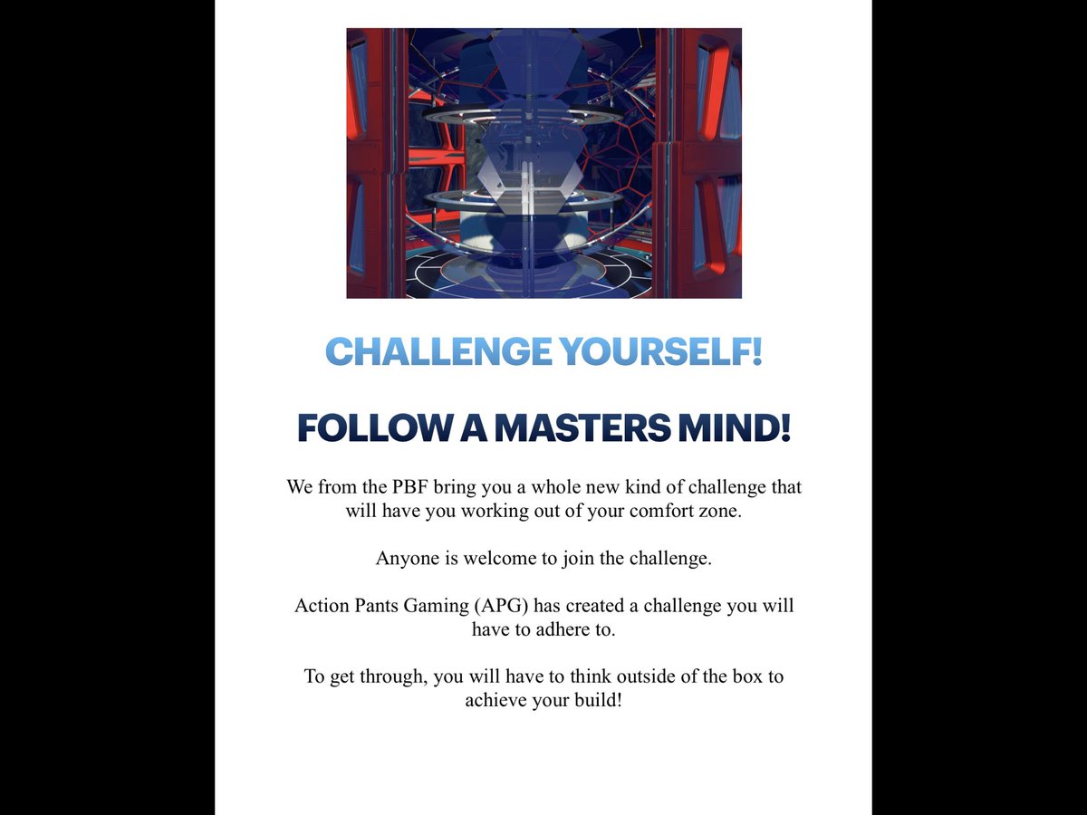 Telepath42's tweet photo. We said that the #PBFBuildChallenge would be announced at the end of month, well here it is!
This time it’s an actual challenge, there’s rules and conditions (see images below) and you have a whole month!
Any question @ or dm me, or visit the PBF discord.
https://t.co/uW3UpU0RJe https://t.co/H2BVSqlOwb