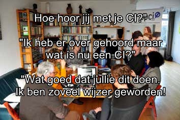 Cochleair Implantaat? Deel ervaringen of krijg antwoorden en informatie. OPCI huiskamerbijeenkomst ow.ly/ktqP50BjfEs op 24/11 OLINE
(*GEWIJZIGD NAAR ONLINE VANWEGE CORONAMAATREGELEN*)