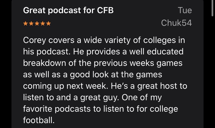 HardcorePSUFB's tweet photo. TWO MORE ⭐️⭐️⭐️⭐️⭐️ REVIEWS‼️
Thank you Jon & Chuck!
Go & 5 Star Review the Pod on Apple and it will be read on the show!!!
Link: https://t.co/Rv0tOIDCh8…
#HardcoreCFB #Podcast #CollegeFootball https://t.co/uyQEPF8jpY
