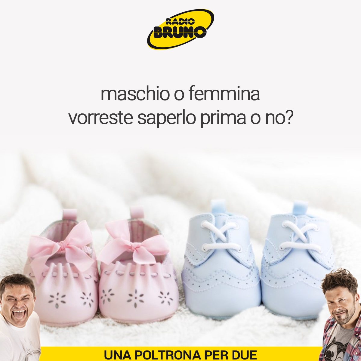 RADIOBRUNO1's tweet photo. Ciao dai Poltroni. Fiocco rosa o azzurro? Molti futuri genitori vogliono saperlo in anticipo ma ci sono ancora persone che preferiscono resistere alla tentazione e attendono il momento della nascita. Voi da che parte state? #dilloaipoltroni https://t.co/eYza4V3gG2