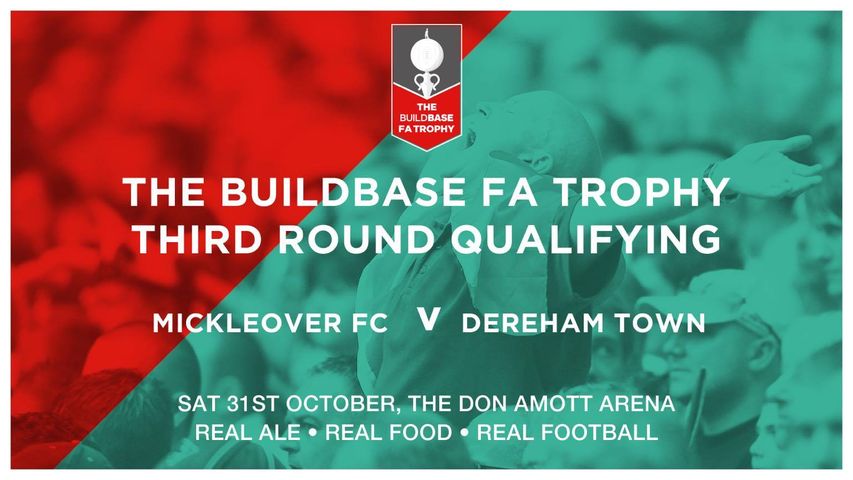 Come and support @MickleoverSFC on Sat 31 October when they face @DerehamTown in the Third Round of the The #FATrophy! 3pm kick off at The Don Amott Arena. Cheer on the #team and enjoy real #ale and #food! https://t.co/Va0L19Z4RM