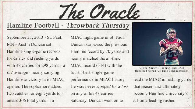 Hamline Football tweet media