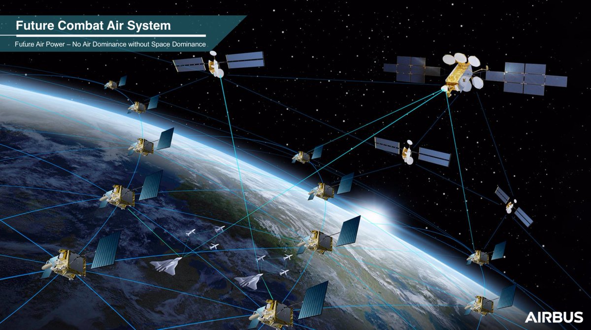 AirbusDefence's tweet photo. #FCAS will create a network of manned &amp; unmanned platforms in the sky from fighter to drones, up to satellites.
Connected to ground &amp; maritime forces, these air-&amp; space-borne assets will bring the next level of Air Power to denied environments.
Learn more:
https://t.co/o7XuKurzPx https://t.co/ZYjfeJUtXs