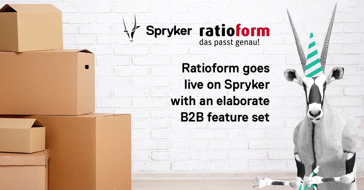 sprysys's tweet photo. BIG NEWS: Ratioform, the specialist for packaging with a modern B2B #omnichannel approach, officially launched their online shop with Spryker with the help of #Partner @mediawave_trend! We're setting the standard for #B2B commerce! #WinwithSpryker #SprykerHerd https://t.co/gdyub1o2zt