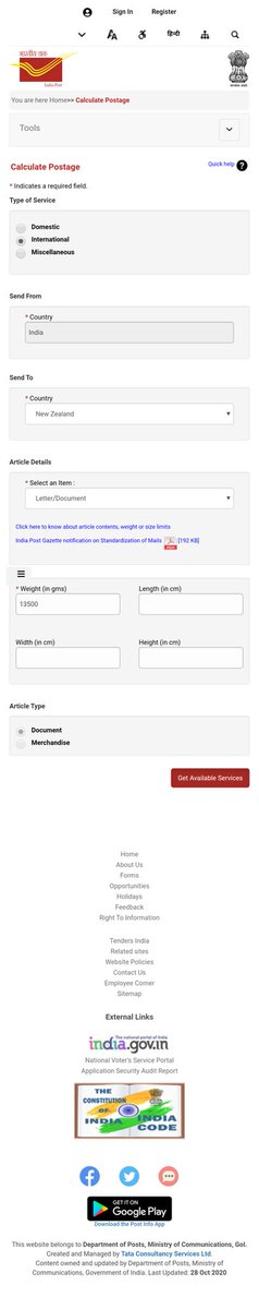 BharSinghwa's tweet photo. Hey @IndiaPostOffice
Please add server to https://t.co/SBdFUjzw9Z
It is too slow.
I am trying to calculate postage charges for 13kg to #NewZealnd not able to get info....
Work more on #PostInfo app, it still open all link in browser....
Aisey kaise banega @_DigitalIndia https://t.co/YdA60uxydh