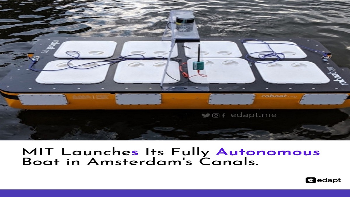 edapthere's tweet photo. MIT Launches its fully autonomous boat in Amsterdam canals

#Autonomous #AutonomousVehicles  #autonomousdriving #Amsterdam #Edapt #EdaptElearningApp #EdaptSchool https://t.co/NL2P9HEdec