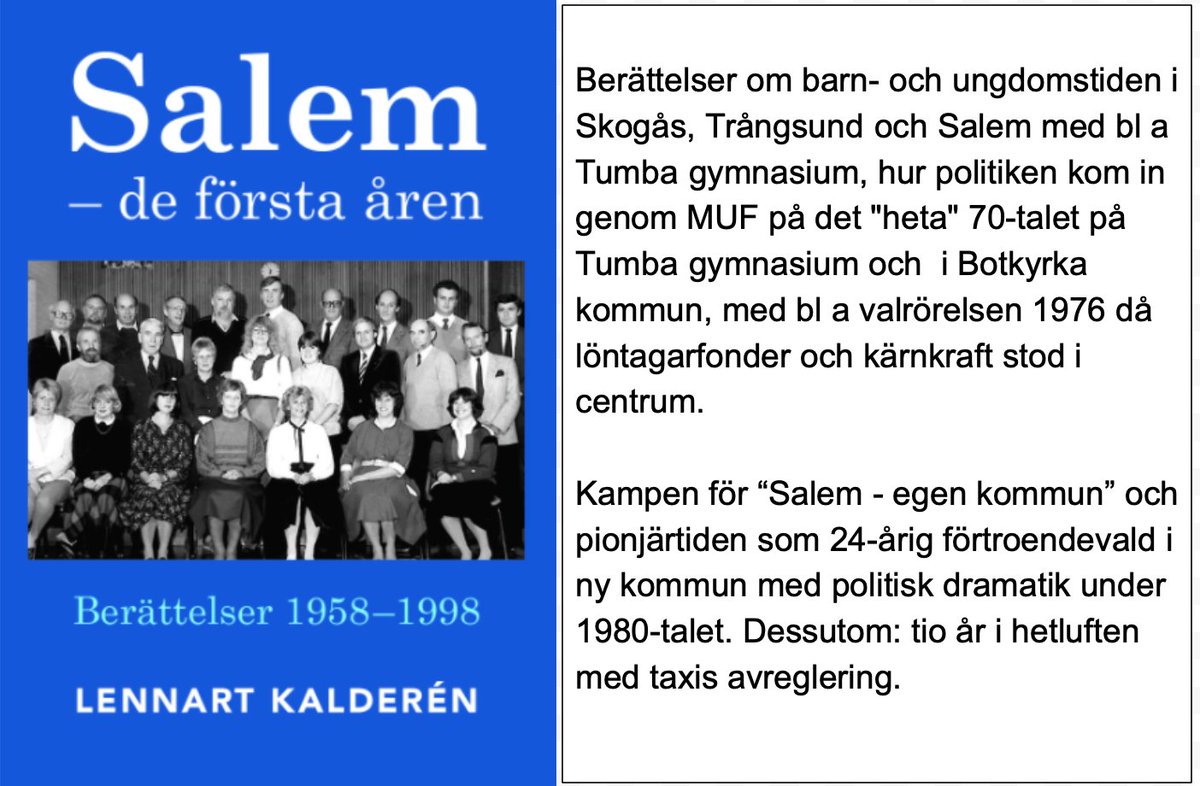 kalderen's tweet photo. Bokprojektet om hur Salems kommun återuppstod 1983, taxis avreglering och tiden i MUF på det heta 70-talet. Kan köpas från https://t.co/FYECmTOutc.
#08pol #salempol Trevlig läsning! https://t.co/YnwSweQTEg