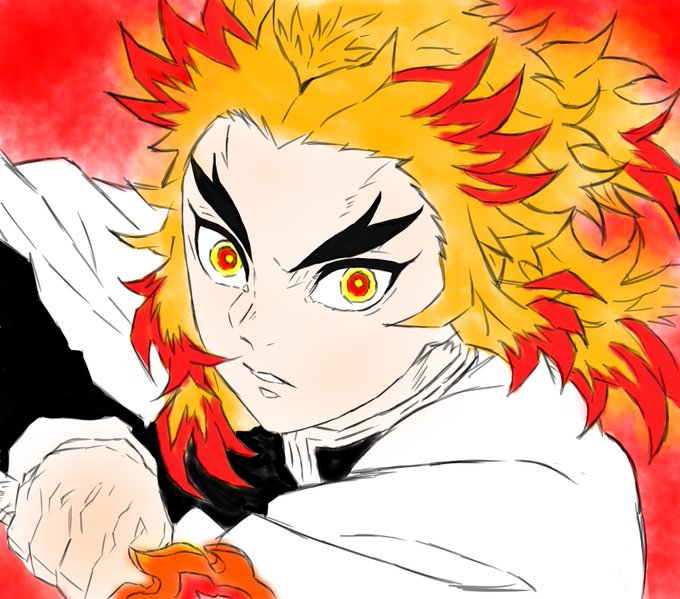 🪨🙊mao kuuu🦁🪨さんがTwitterに投稿した煉獄杏寿郎(鬼滅の刃)のイラスト。