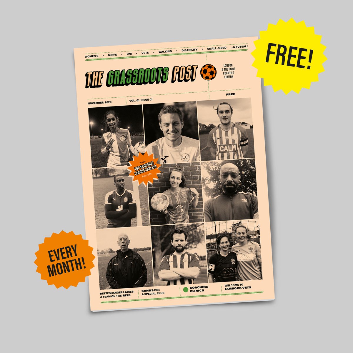 GrassrootsPost's tweet photo. Issue 1 of @GrassrootsPost out early November. 

All amateur football: Women’s, Men’s, Uni, Vets, Small-sided, Disability, Walking and Futsal, across London &amp; The Home Counties.

You might just be in it. https://t.co/mauuRQ1e8g https://t.co/av6fe32maU