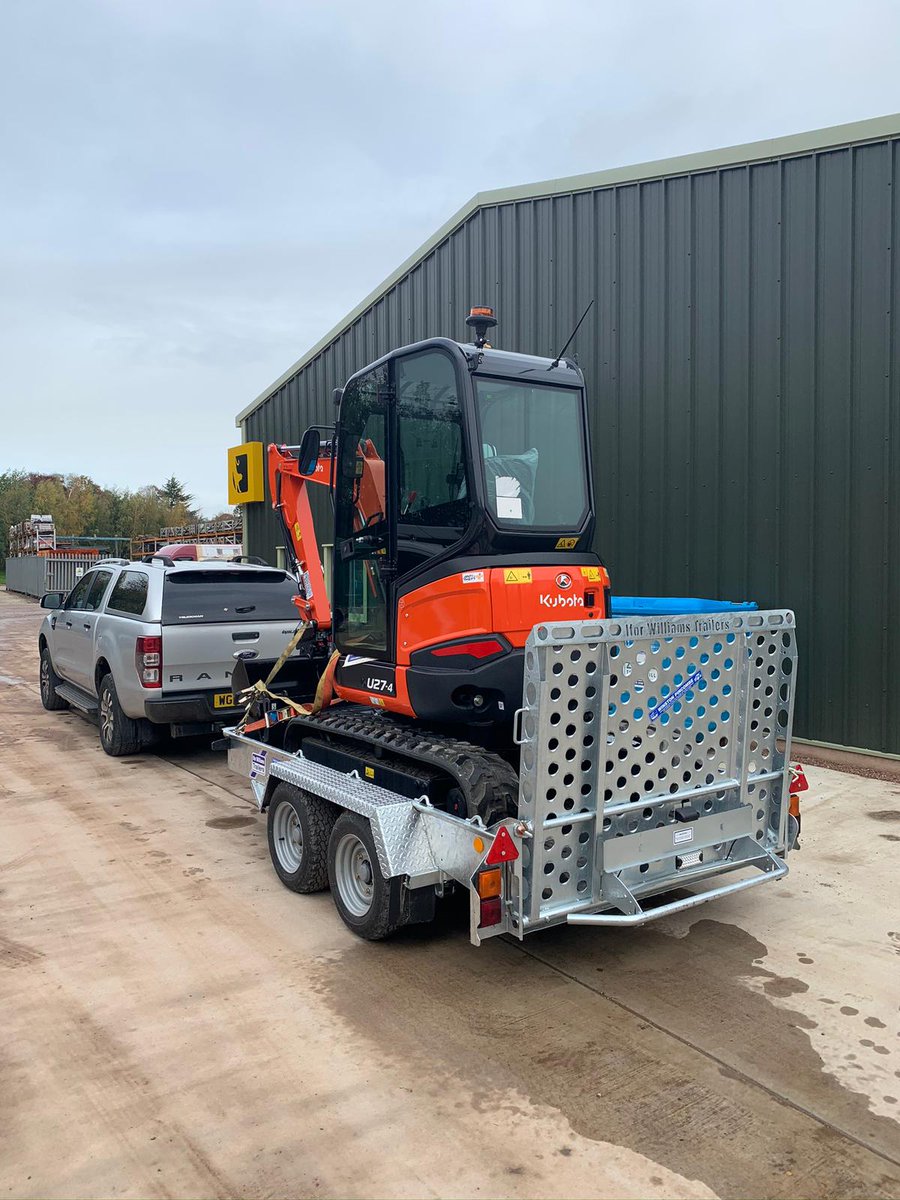 Scott Parr of Kwik Fill received his new Kubota U27-4 mini excavator &amp; IFOR Williams GH1054 trailer yesterday. This new machine comes complete with a Whites Hydraulic quick hitch and a full set of buckets. #kubota #plantmachinery #diggers #minidiggers #letsmovetheearth #tiverton