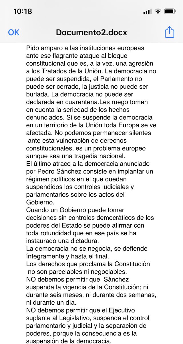 rosadiezglez's tweet photo. Acabo de denunciar ante las instituciones europeas  el golpe perpetrado por Pedro Sánchez . Los ciudadanos no podemos dejar la defensa de la democracia en manos solo de los políticos. Ahí va el texto, por si se animan. #OrganizandoLaResistencia https://t.co/lYQtMQ1jvf