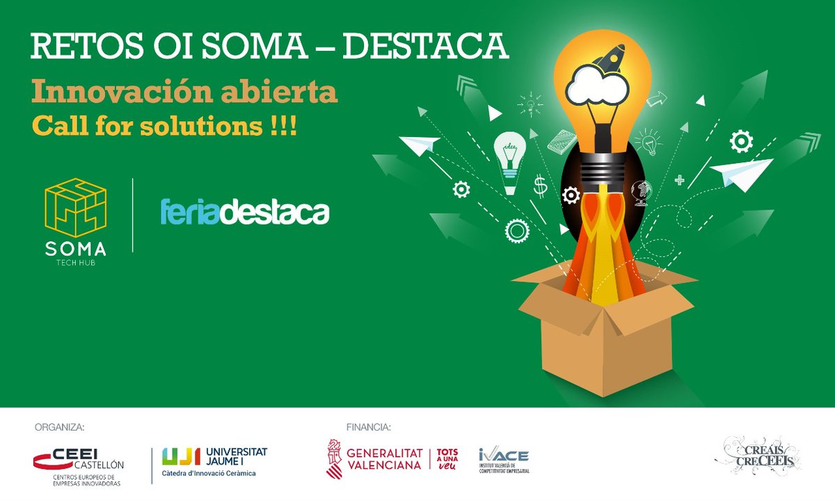 CEEICastellon's tweet image. #SOMATechHub y la @ciccvuji de la @UJIuniversitat lanzan dos retos de innovación abierta para la Feria Destaca, con Grupo Simetría y @Orbel_Logistica. Presentación de soluciones hasta el 8 de noviembre.
👇
ceeicastellon.emprenemjunts.es/?op=8&amp;amp;n=23074
#InnovaciónAbierta #OpenInnovation
