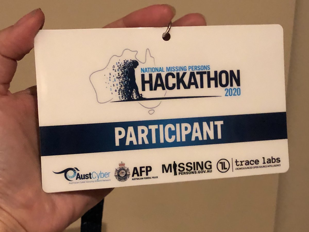 moomoo12310375's tweet photo. Out of all the lanyards I've had in my life, this is by far my proudest and favourite one. Thank you @TraceLabs @NMPHackathon @AustCyber @AusFedPolice 4 a gr8 event, AND @tafesa  for supporting our registration, &amp; fellow #Cyberstudents . It's been an honour to help. #teamwork https://t.co/Z6sBgUO0qP