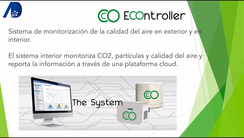 MadridAeroSpace's tweet photo. #WebinarMAC #COVID Mauro García CEO de
@attdevices: La concentración de #CO2 es directamente proporcional al nivel de #aerosoles que hay en un ambiente. CO #ECOntroller es un sistema de monitorización de la calidad del aire en interior y exterior https://t.co/l9UiWu3uBV