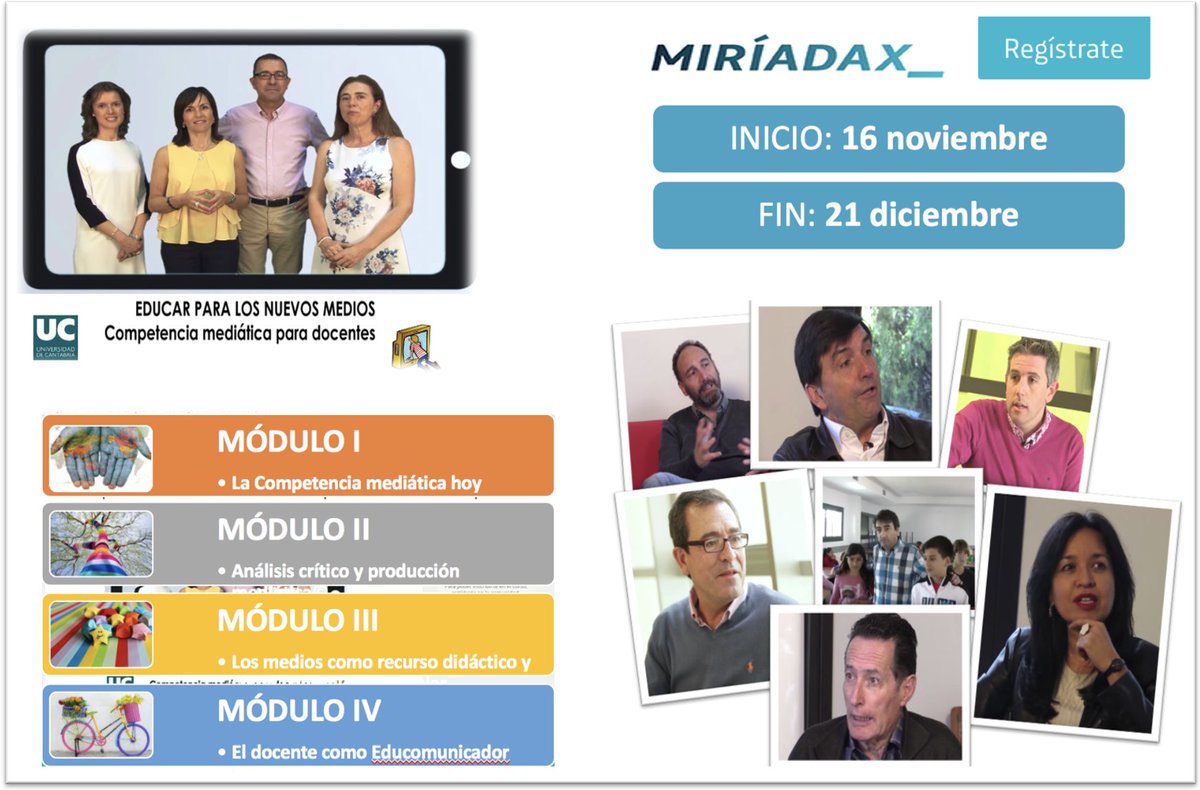 Rosaunican's tweet photo. Comienza un #Curso necesario para todos los #docentes sobre #Alfabetización_Mediática, el 16 de noviembre https://t.co/OCPjmiTx04