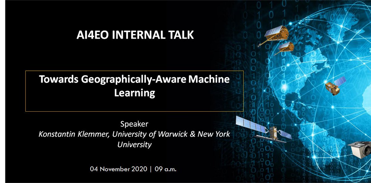 ai4eo_de's tweet photo. We're excited to announce our next talk on Nov. 04, 2020 at 09 a.m. with @xiaoxiang_zhu and our invited speaker @kklmmr. Register for the online event on #RemoteSensing and #SocialMedia at ai4eo@tum.de https://t.co/piMd2YFvNr