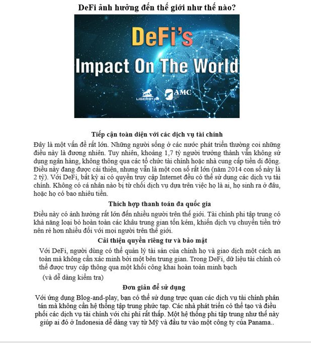 DeFi's impact on the world
#coin #staking #AMC #ligerstar #korea #vietnam #japan #global #Defi #BlockChain
#라이거스타 #코인 #스테이킹 #블록체인