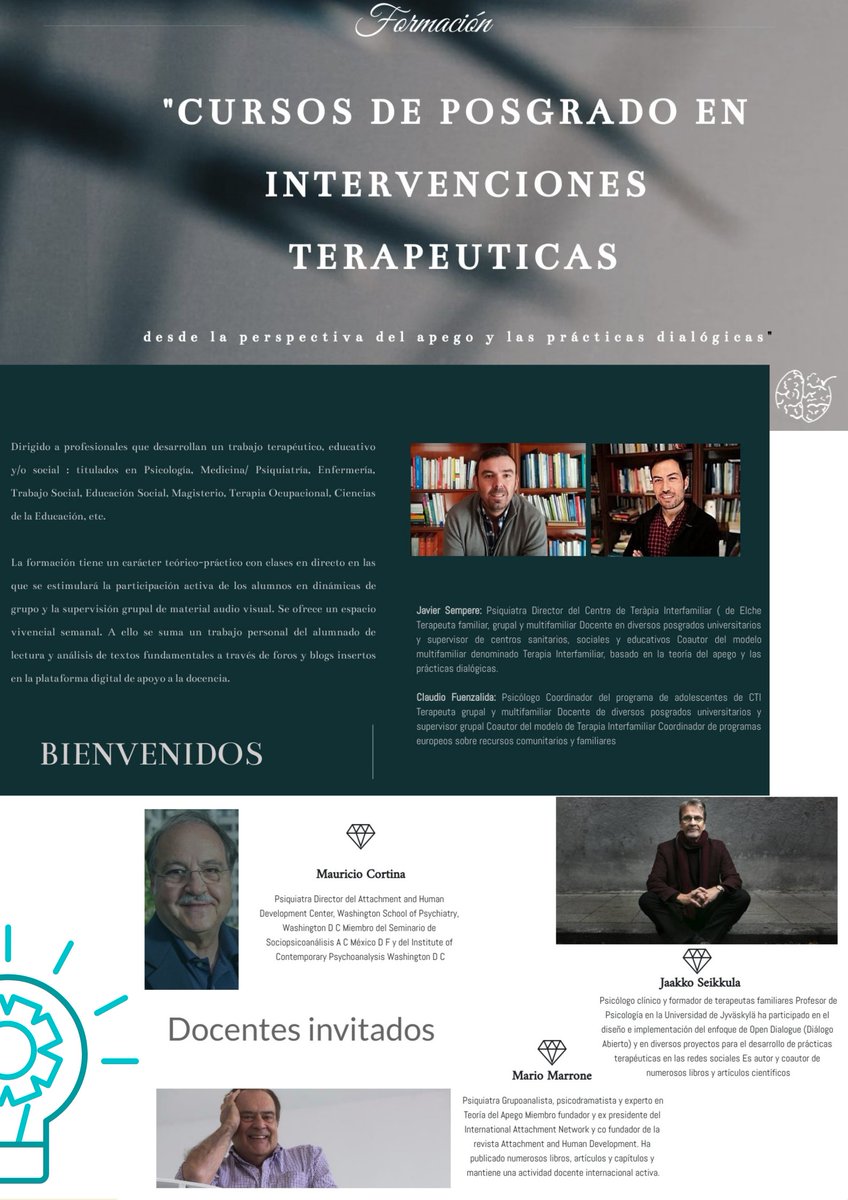 Creap_Valencia's tweet photo. 💡Conoce más acerca de los📚 Cursos #Online de #Posgrado en Intervenciones Terapéuticas, desde la perspectiva del apego y las prácticas dialógicas

En el siguiente 🎞️: https://t.co/H0BQxoA49B

📲Inscripciones y + info: https://t.co/fMHQVAUWy4

@Imserso @GrupoReyArdid #formacion https://t.co/rtdAtbGtJz