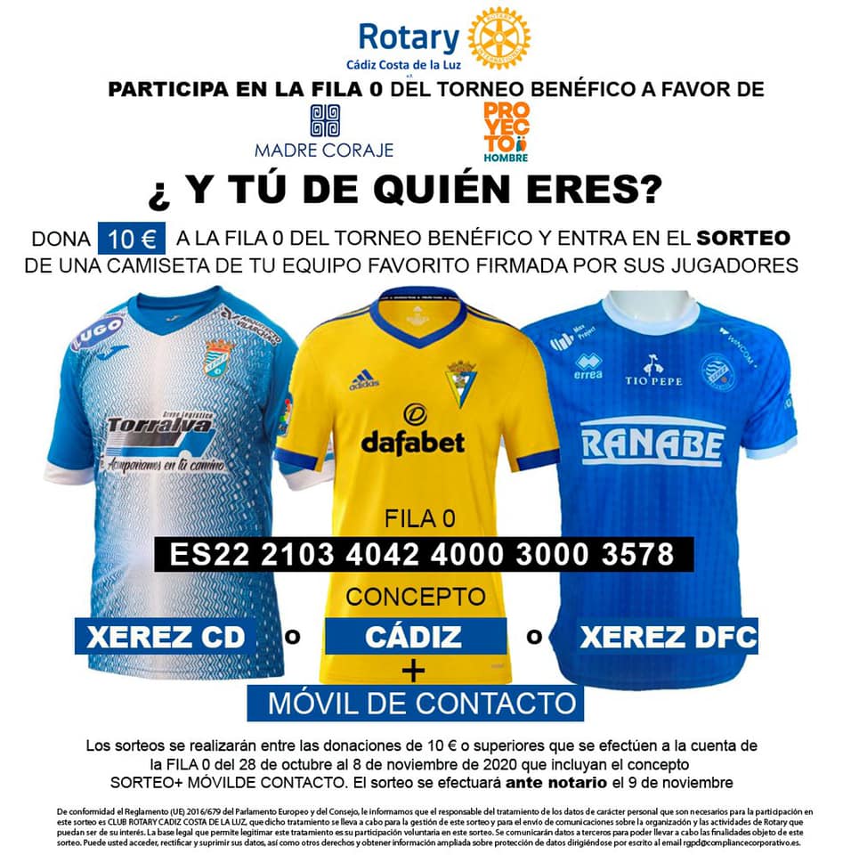 XerezDFC's tweet photo. 👕 El #XerezDFC colabora junto al @XerezCD_OFICIAL y @Cadiz_CF en el torneo benéfico en favor de Madre Coraje y Proyecto Hombre.

👉 El Club ha donado una camiseta firmada por los jugadores.

#SomosUno https://t.co/dtnjhZZIzi