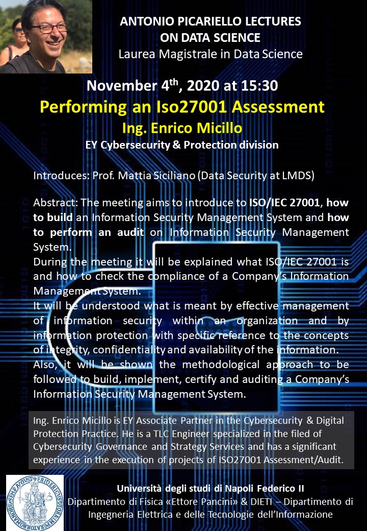 First Picariello lecture on Data Science. #picus #DataScience #FedericoII #AI