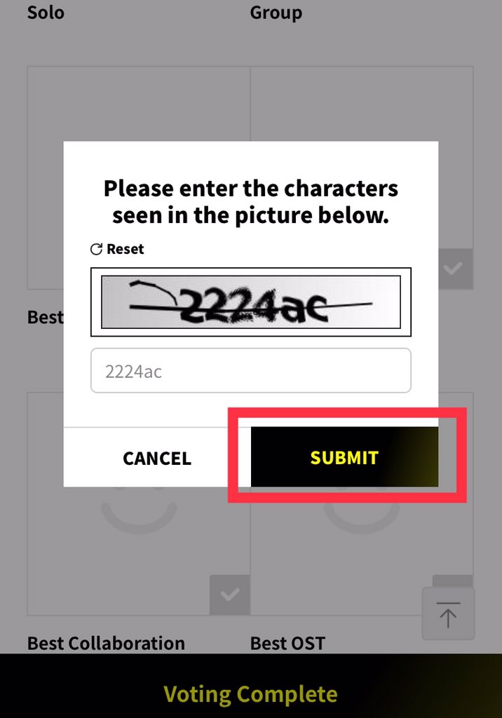 7. Wait for the service connection(DO NOT EXIT)8. Enter captcha and click “SUBMIT”9. You will see the confirmation screen, it means your votes has been submitted and counted.