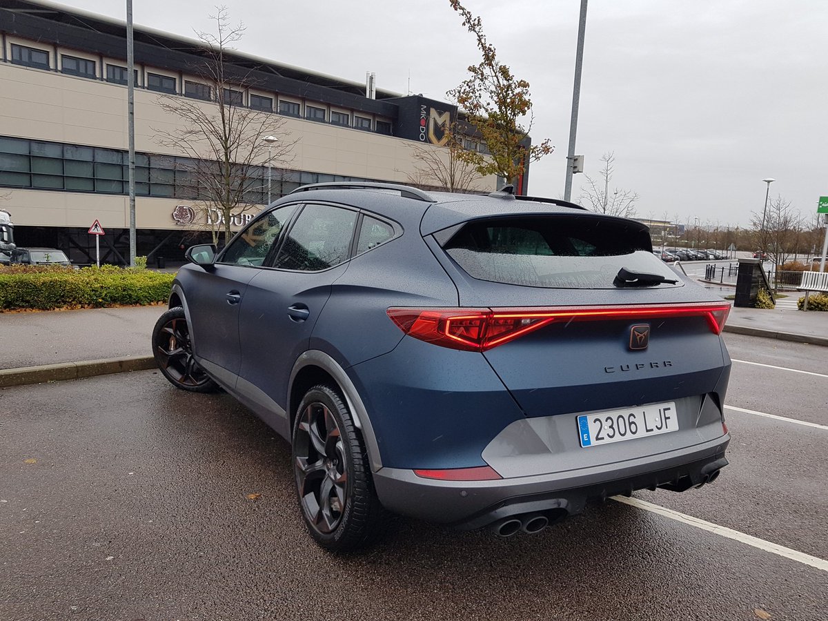 MttRbnsn's tweet photo. Driving the @CupraMedia #Formentor today, in and around soggy Milton Keynes.
This Spanish-plated car is roughly analogous to the UK top spec of #VZ #Edition, which is £43,840 for a 310hp #DSG #4Drive. Prices for the 310 #TSI begin at £39,830.
Ropey pics at MIGHTY Stadium MK. https://t.co/5aGrrynbBn
