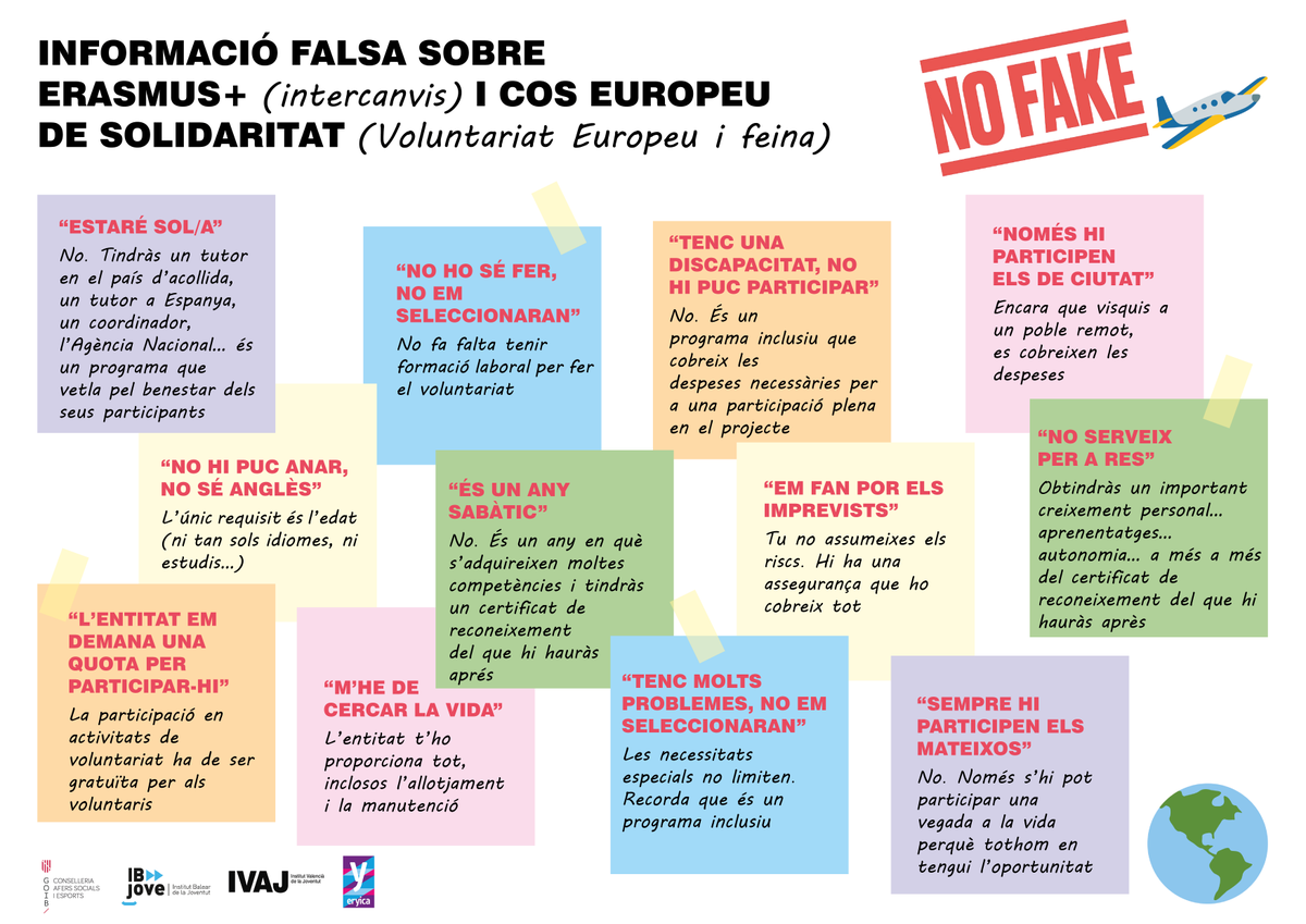 joventutcat's tweet photo. @ibjove @GVAivaj @ERYICAYI 🌍 En els intercanvis i voluntariats europeus tothom hi és benvingut. Estigues al cas de les següents situacions per detectar si la informació que rebem és verdadera o falsa.
#NoFake ❌#QueNoEnsLaColin
👉https://t.co/6hPCXyXQtx https://t.co/Tbn8lRvCV4