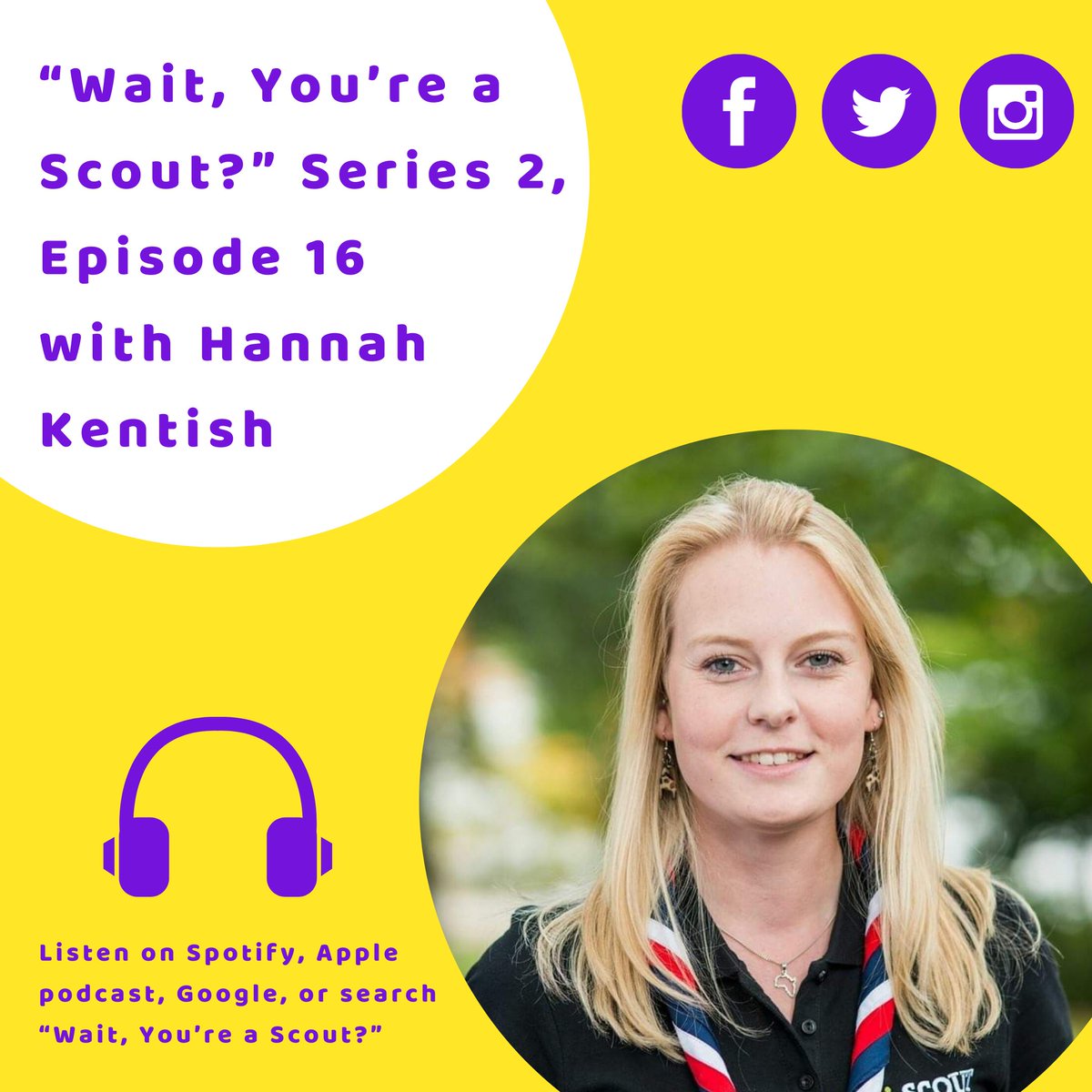 waityoureascout's tweet photo. This month I'm joined by Hannah Kentish. We catch up on life after being UK Youth Commissioner, British Empire Medals and looking at what the future holds. #Scouts #Podcast #WYAS #WeAreBack https://t.co/Auv8KS6lF2 https://t.co/EW1oMYUMFg