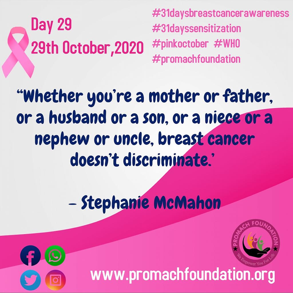 All women are at risk and the effects of breast cancer virtually affects all either directly or indirectly #breastcancerawarenessmonth2020 #breastcancersurvivors #Sdgs3 #who #wHO #maternalhealth #womenshealth