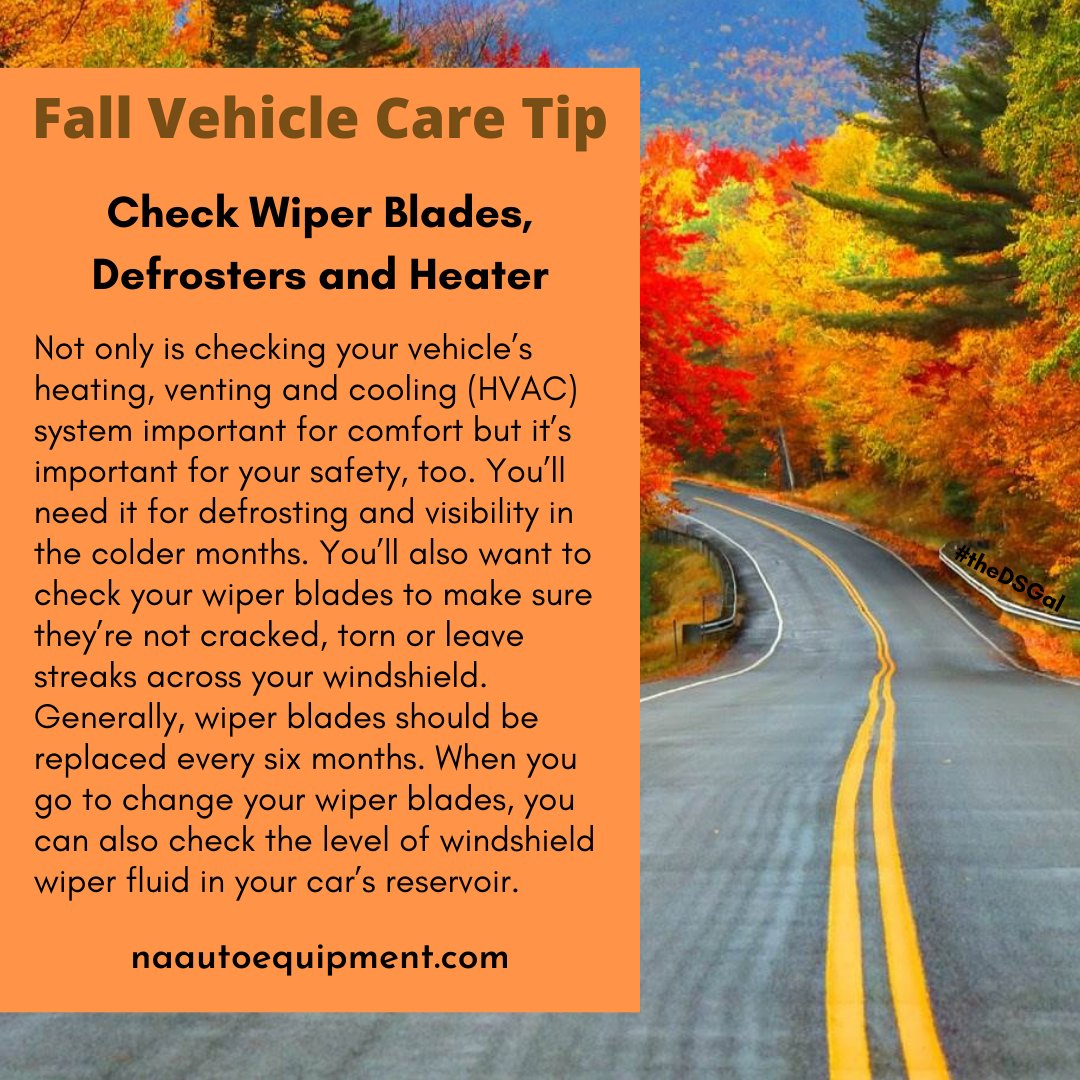 NAautoequipment's tweet photo. Regular #vehiclemaintenance can give your car or truck a longer life &amp; help you stay safer on the road. 🍁🌻🍂🚗🚙
#wiperblades #defroster #autoheater  #autoHVAC #Fall #automotive #Fallautotip #automaintenance #carcare #carcaretip #garageequipment #Universalift #naautoequipment https://t.co/HbJUnbmdEg