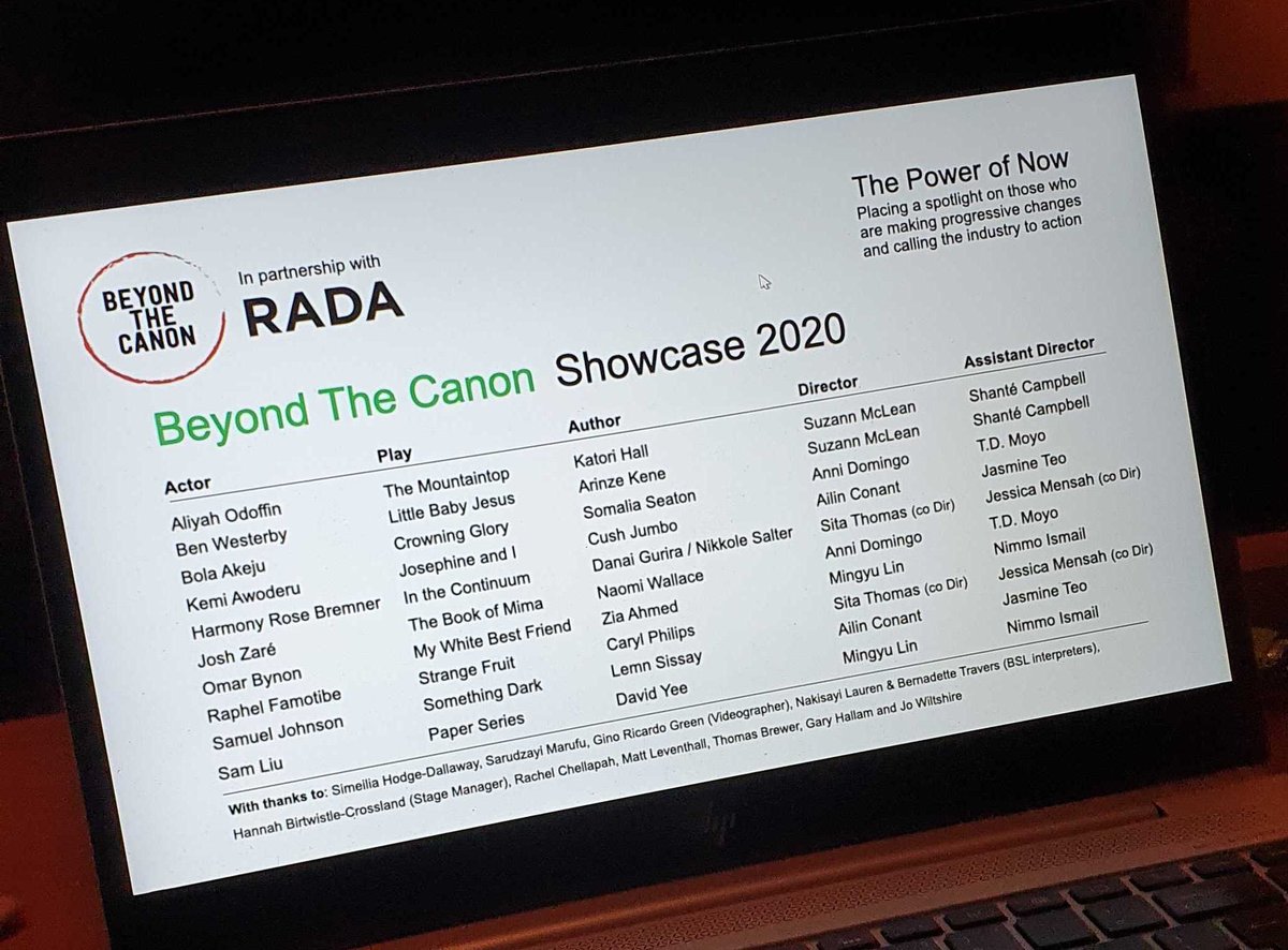 Huge congratulations to everyone who took part in the RADA and <a href="/beyondthecanon/">Beyond The Canon</a> online showcase - to the student and graduate performers, @adofthefuture directors, technical team, and brilliant panel! And thank you to everyone who joined us at last night's event.
