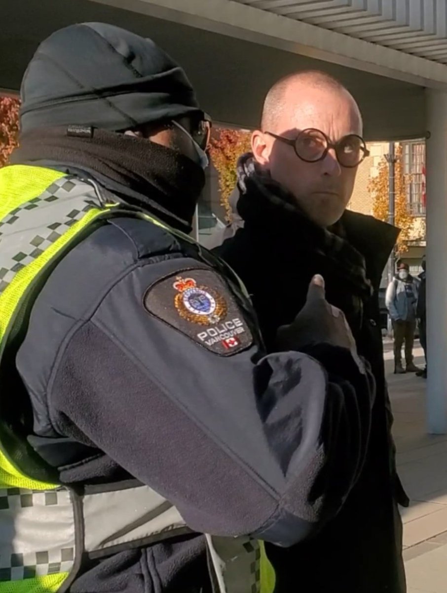 - He decides to go and spread the "I love JK Rowling" message at a local protest to support the indigenous fishing community. Yeah, huh?!- At this event, he is arrested, charged with being an eejit (disturbing the peace), and has his sandwich board confiscated by the police. 3/