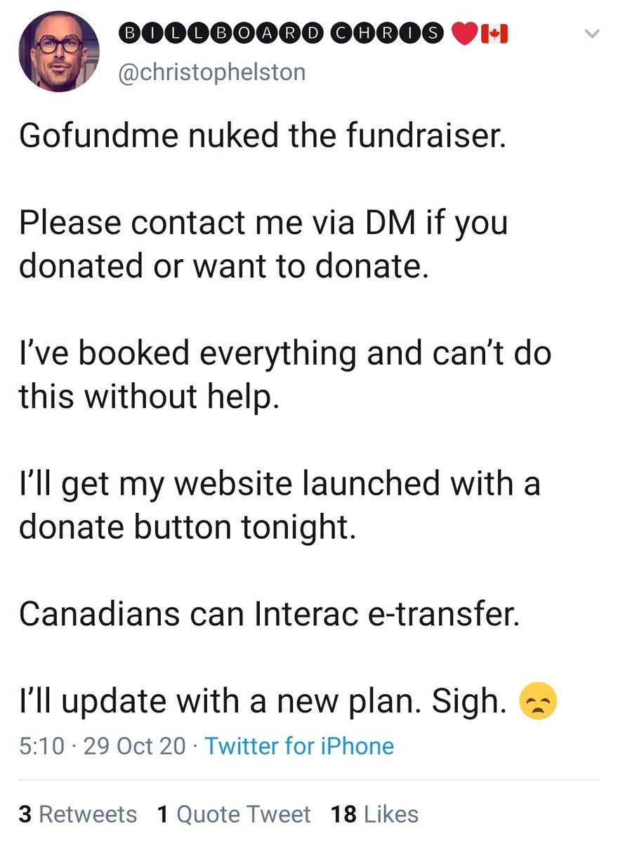 - As anyone who has ever run a Gofundme knows, you can't just fundraise for an "I Love JK Rowling" billboard and then suddenly announce that the money is going to pay for a mattress (*wink*) or an all-expense paid 5-day trip to Ottawa. His failing fundraiser is "nuked." 8/