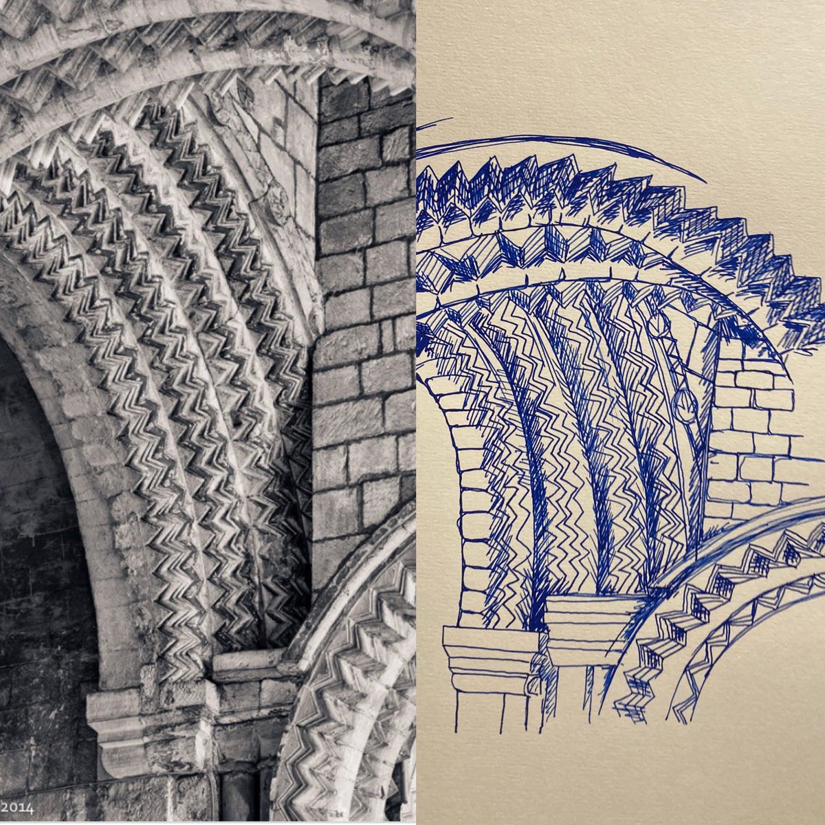 embroideredbod1's tweet photo. #InkySciPatterns day twenty nine, prompt: Chevron
More architecture today - chevron details in Durham Cathedral
#Architecture #MedievalArchitecture https://t.co/SYfq9R03Hr