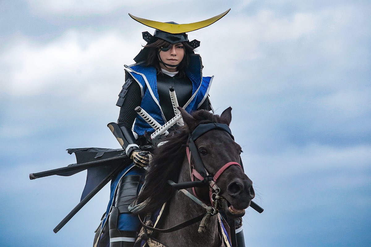 夜光夜希 動画完成した 戦国basara Cosplay コスプレ 遠乗り 伊達政宗 夜光夜希 お馬さん 甘夏 撮影 柏