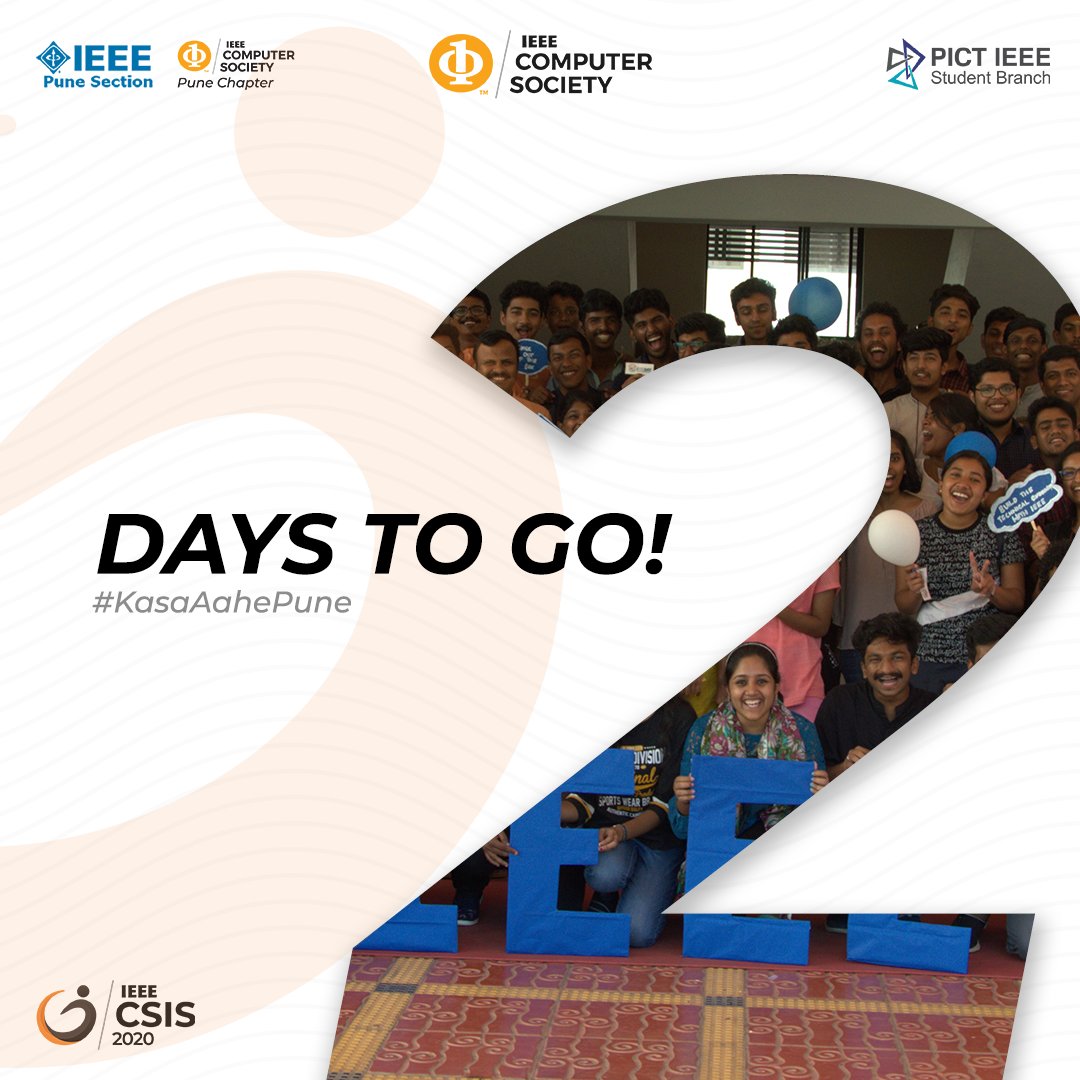 CsisIeee's tweet photo. 2 Days to Go!

Register now to get exclusive access to stimulating talks, exciting workshops, networking activities and technological innovations. 

Mark the dates: 31st October - 1st November 2020

Grab your ticket now: https://t.co/qJRuo0CjHm

#KasaAahePune #csis2020 #ieeecs https://t.co/zqlMBHEWku