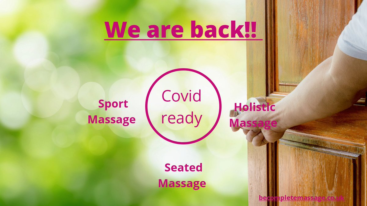 Yay! At last! Please look on our website at becompletemassage.co.uk/covid-19-infor… for the new rules to make sure we are all safe during this time. You can book online at: becompletemassage.co.uk/book-now/ or via email and phone too. Thank you and we can't wait to see you! #bristolmassage #bristolclinic