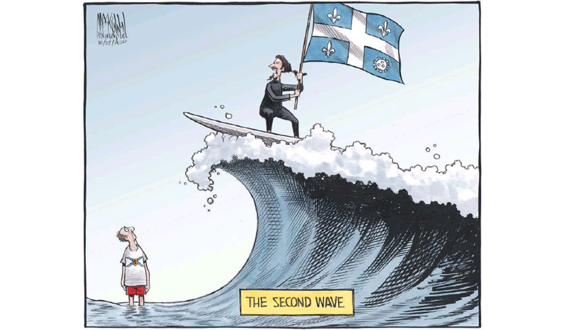 derekkburnett's tweet image. The surf is no longer up for a barney bunch of Quebec surfers in NS. Thanks to @CH_Cartoon in today's @chronicleherald for another great toon! #COVID19  #AtlanticBubble #BootThemOut